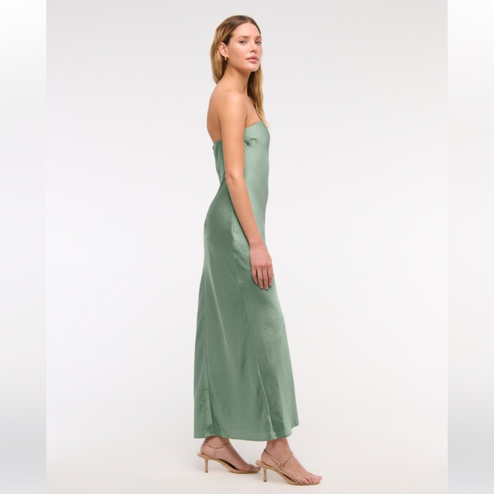 Abercrombie & Fitch Sage Green Strapless Maxi Dress - Picture 3 of 9